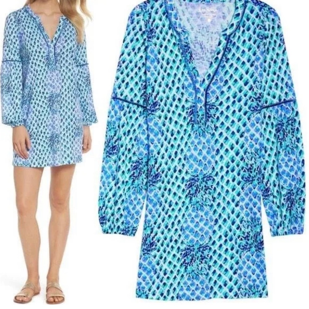 New LILLY PULITZER Aleece Tunic Dress Sleeve Joy Long Sleeve